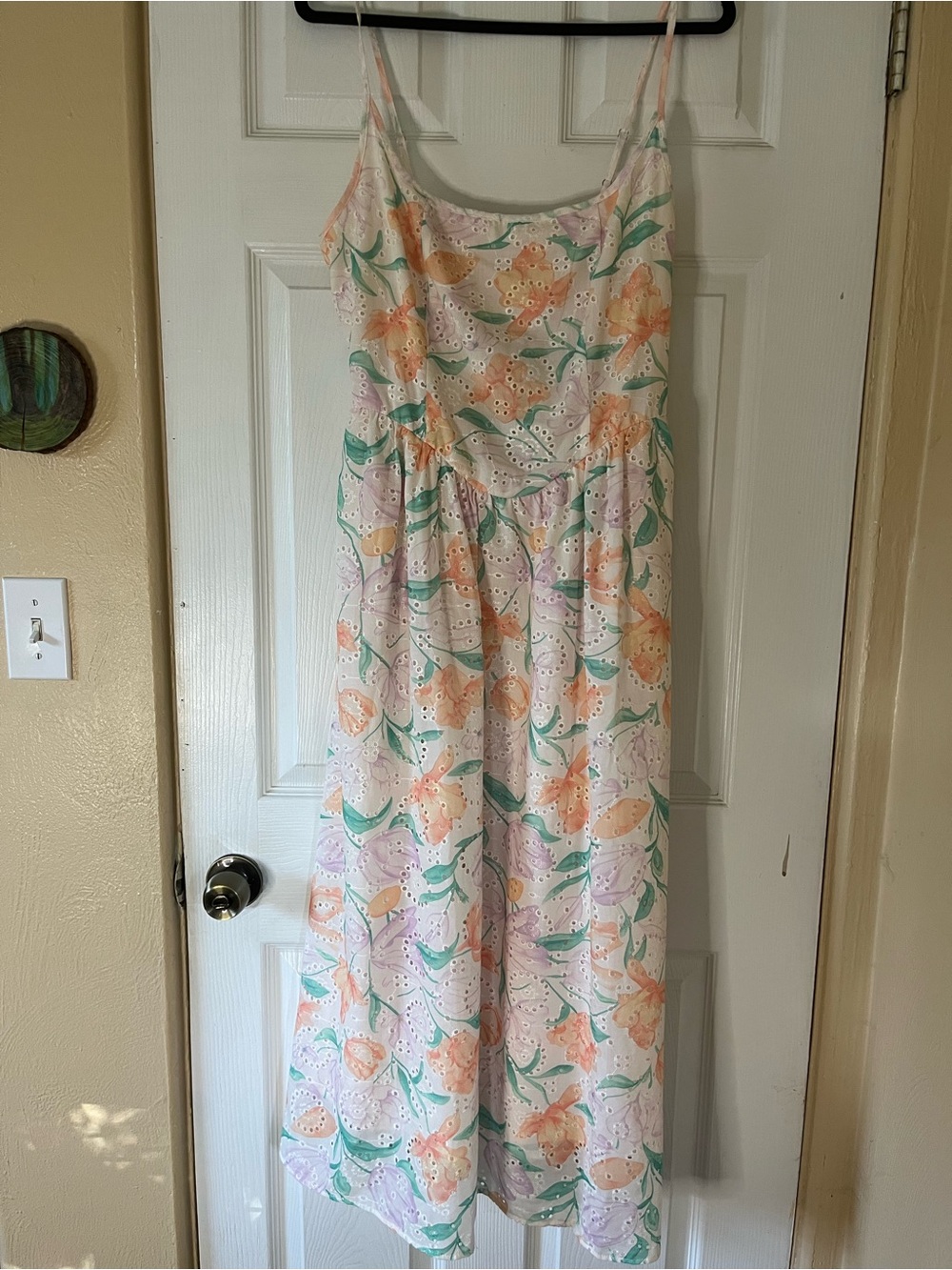 Pretty Garden Eyelet Pastel Spring Floral Sundress Maxi in Peach and Mint - Picture 3 of 13